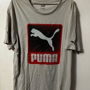 Puma Men's T-Shirt in Gray with Red Logo